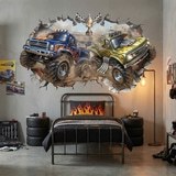Stickers pour enfants: Trou de Mur Monster Trucks Course 4