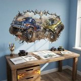 Stickers pour enfants: Trou de Mur Monster Trucks Course 7