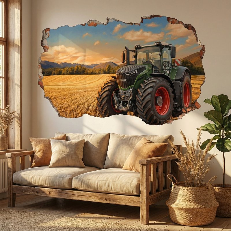 Trou de Mur Tracteur dans un Champ Dor&eacute; 1/9