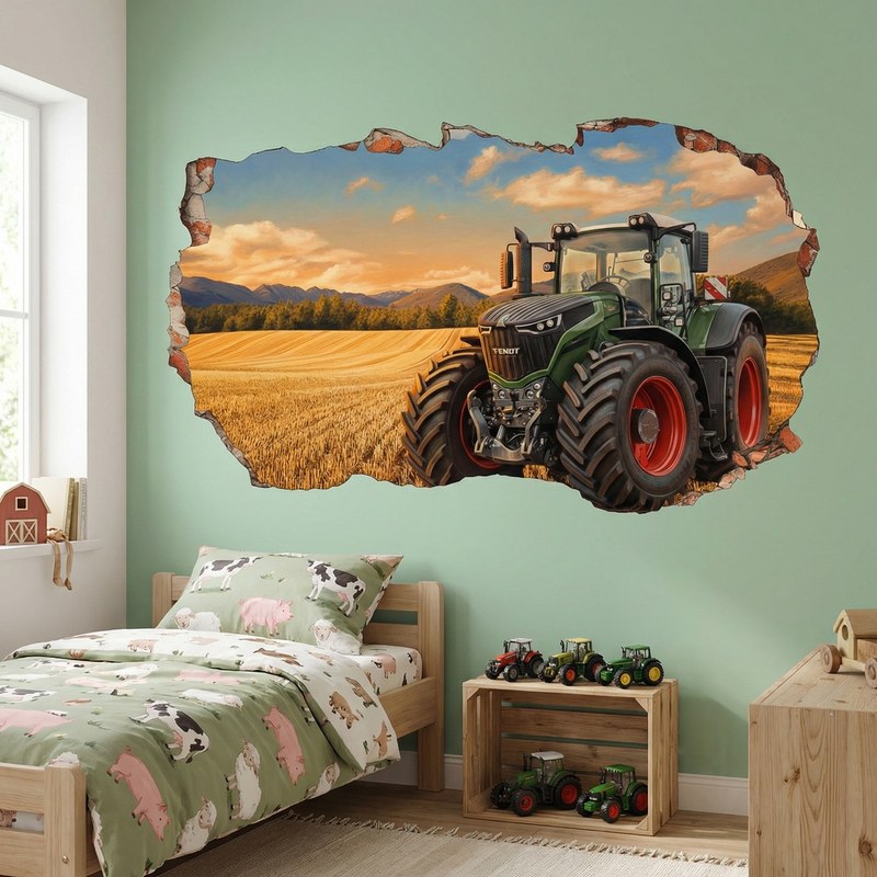 Trou de Mur Tracteur dans un Champ Dor&eacute; 2/9