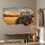 Stickers muraux: Trou de Mur Tracteur Champ Dor&eacute; 7