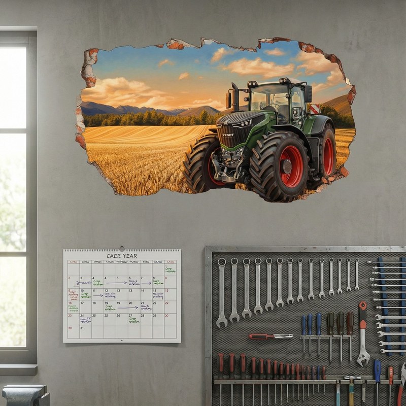 Trou de Mur Tracteur dans un Champ Dor&eacute; 8/9
