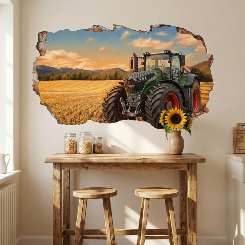 Trou de Mur Tracteur dans un Champ Dor&eacute; 9/9