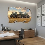 Stickers muraux: Trou de Mur Tracteurs Champs 4