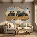 Stickers muraux: Trou de Mur Tracteurs Champs 5