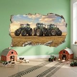 Stickers muraux: Trou de Mur Tracteurs Champs 7