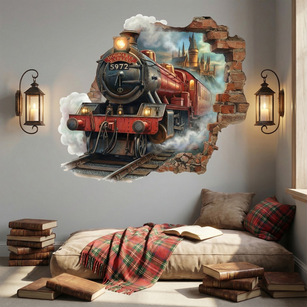 Stickers muraux: Trou de Mur Train Harry Potter