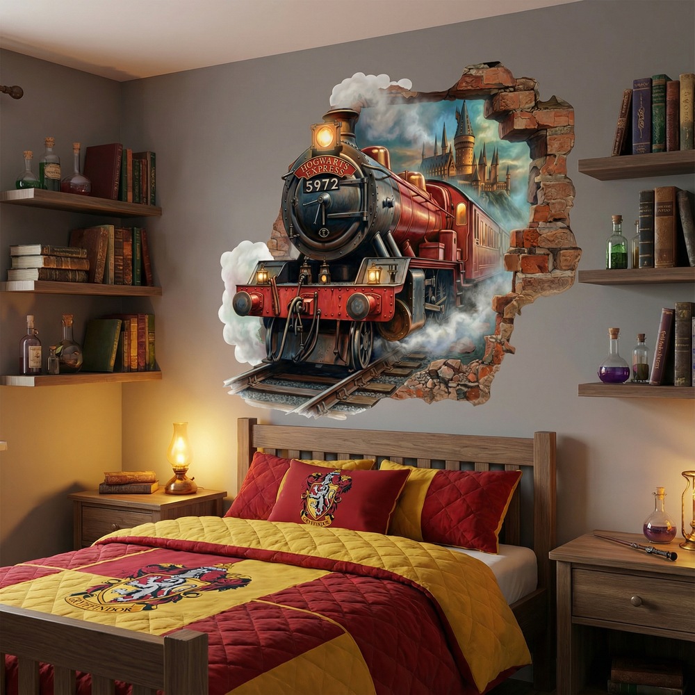 Stickers muraux: Trou de Mur Train Harry Potter