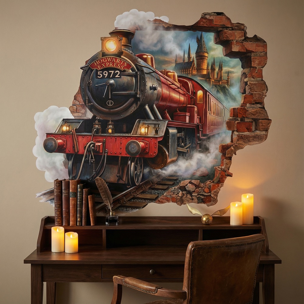 Stickers muraux: Trou de Mur Train Harry Potter