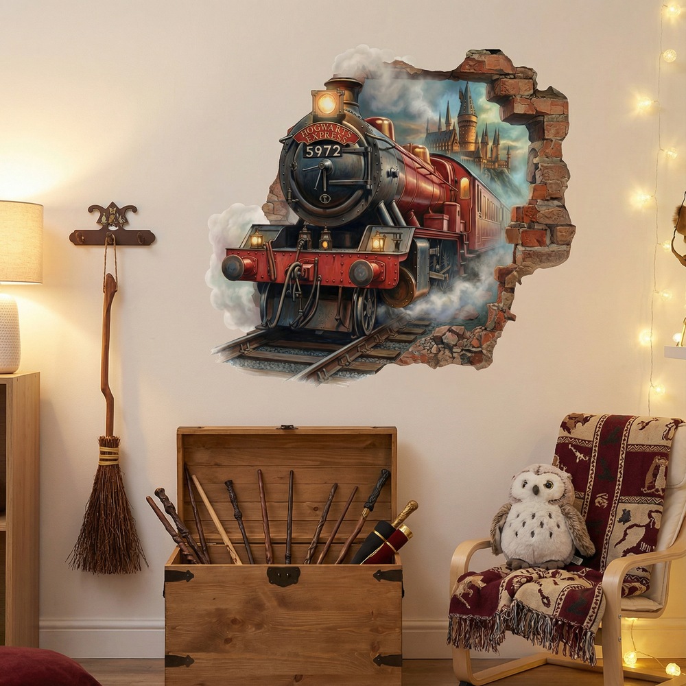 Stickers muraux: Trou de Mur Train Harry Potter