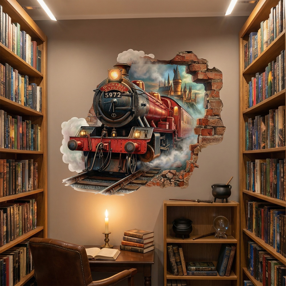 Stickers muraux: Trou de Mur Train Harry Potter