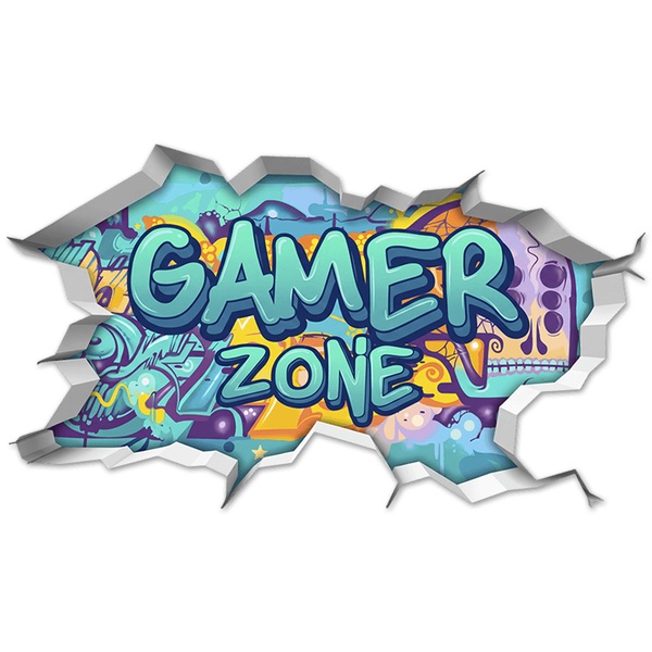 Stickers muraux: Trou de Mur Gamer Zone Graffiti