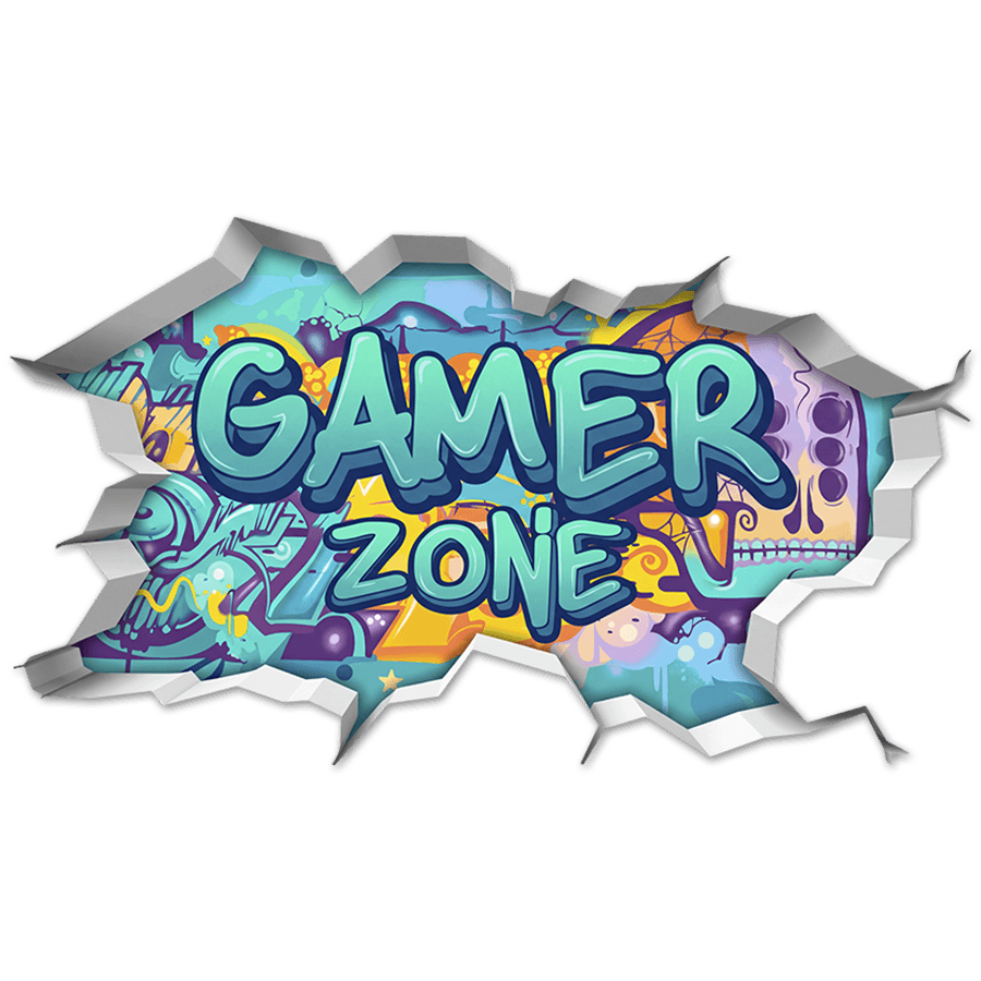 Stickers muraux: Trou de Mur Gamer Zone Graffiti