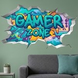 Stickers muraux: Trou de Mur Gamer Zone Graffiti 3