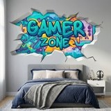 Stickers muraux: Trou de Mur Gamer Zone Graffiti 4