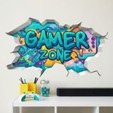 Stickers muraux: Trou de Mur Gamer Zone Graffiti 5
