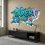 Stickers muraux: Trou de Mur Gamer Zone Graffiti 6