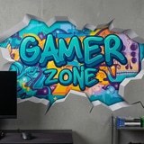 Stickers muraux: Trou de Mur Gamer Zone Graffiti 7