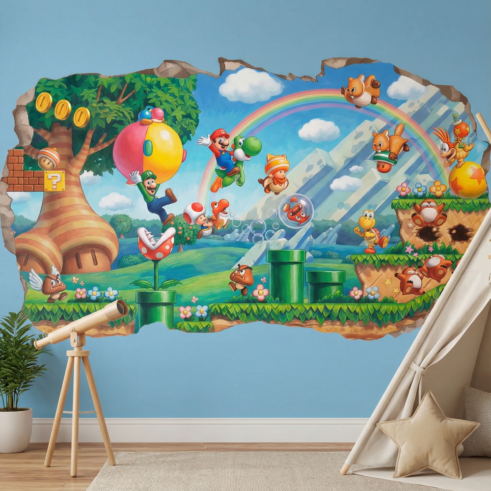 Stickers pour enfants: Trou de Mur Super Mario