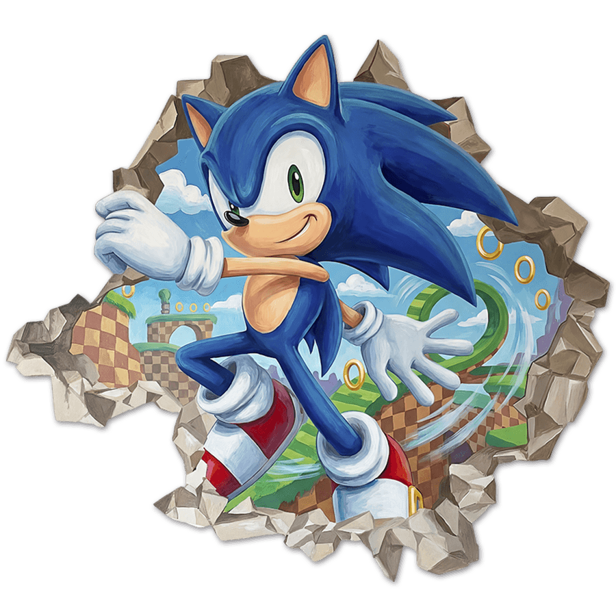 Stickers muraux: Trou de Mur Sonic Arcade