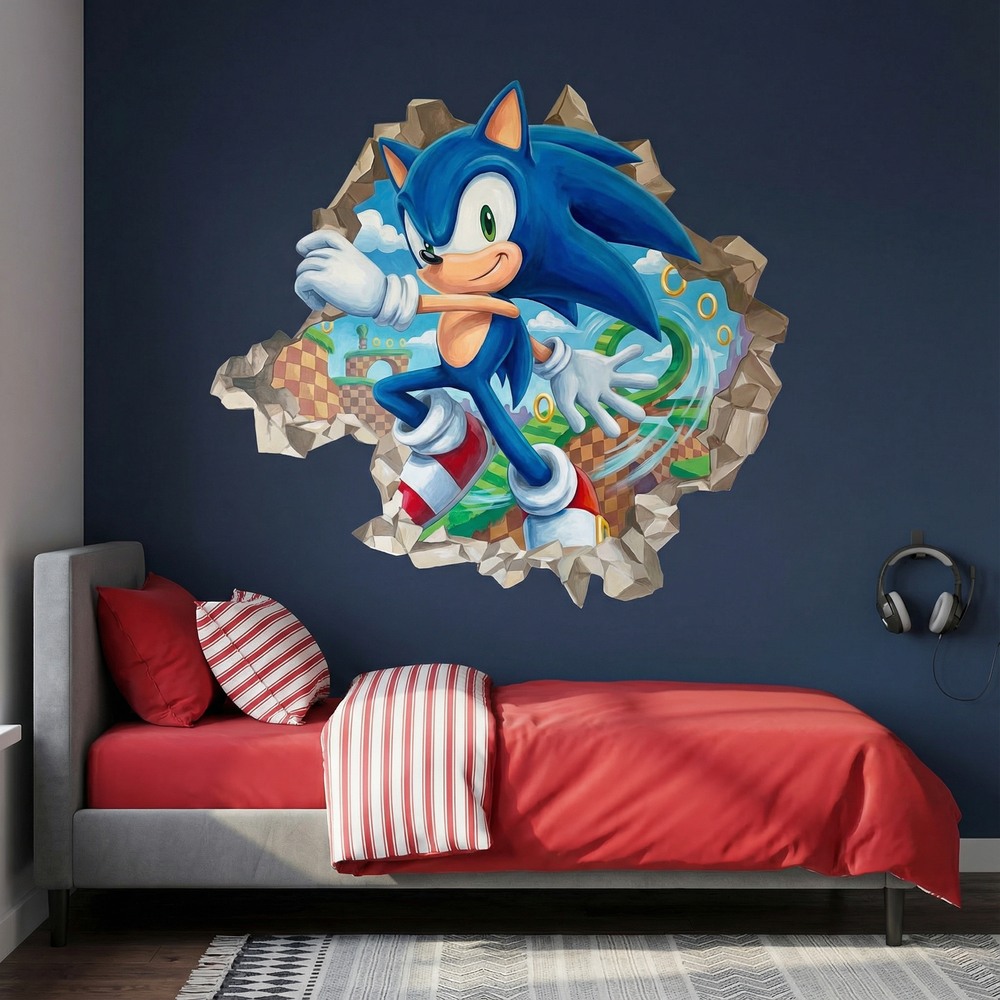 Stickers muraux: Trou de Mur Sonic Arcade