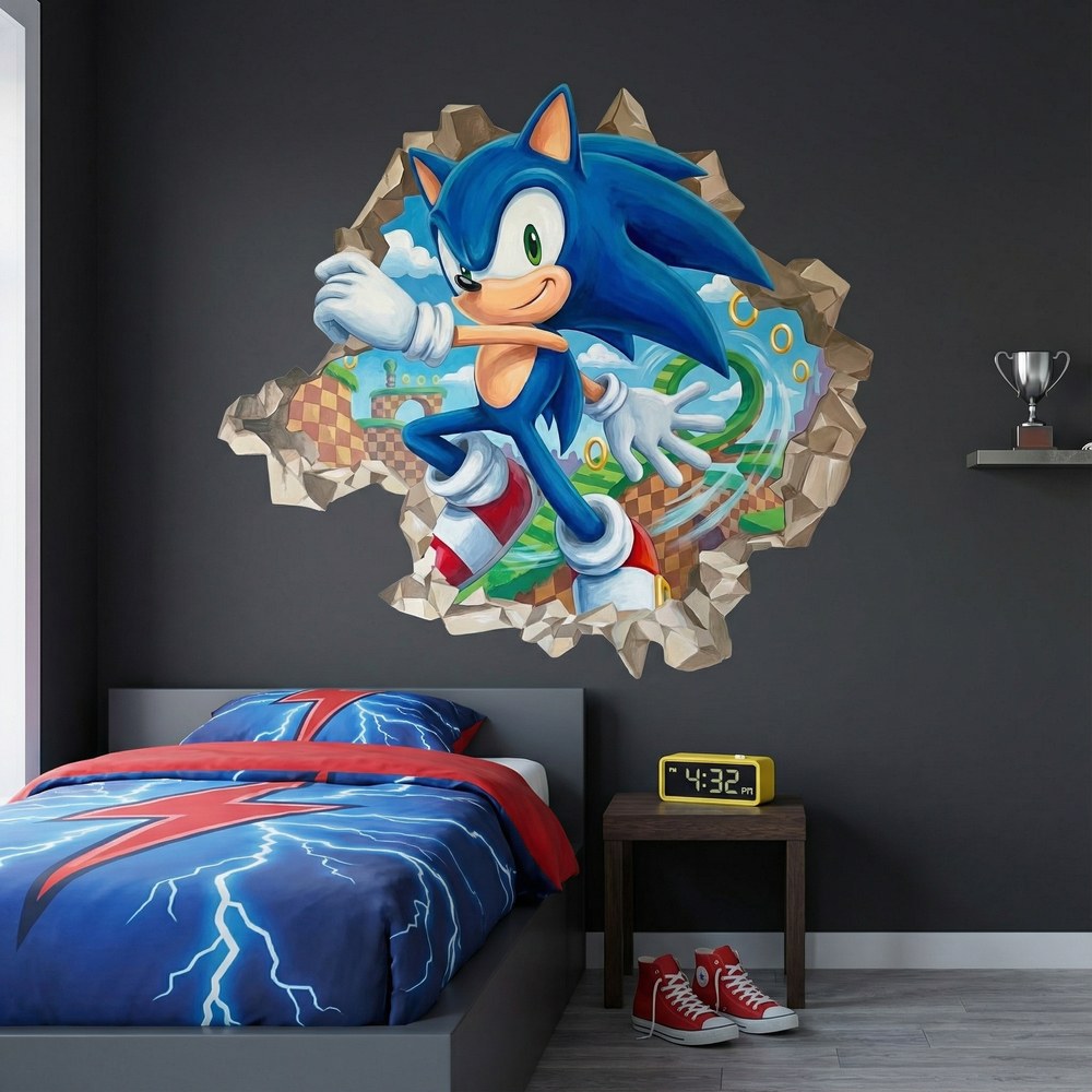 Stickers muraux: Trou de Mur Sonic Arcade