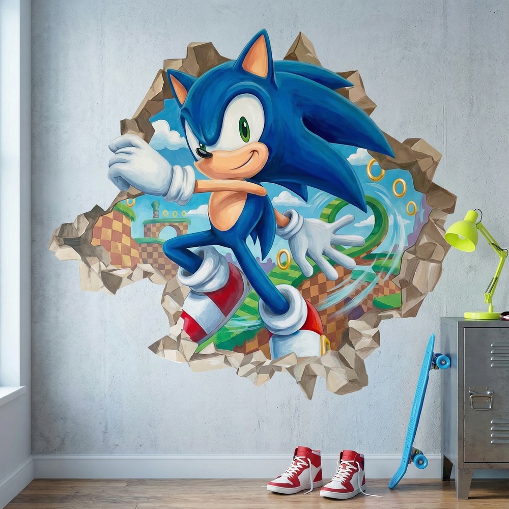 Stickers muraux: Trou de Mur Sonic Arcade