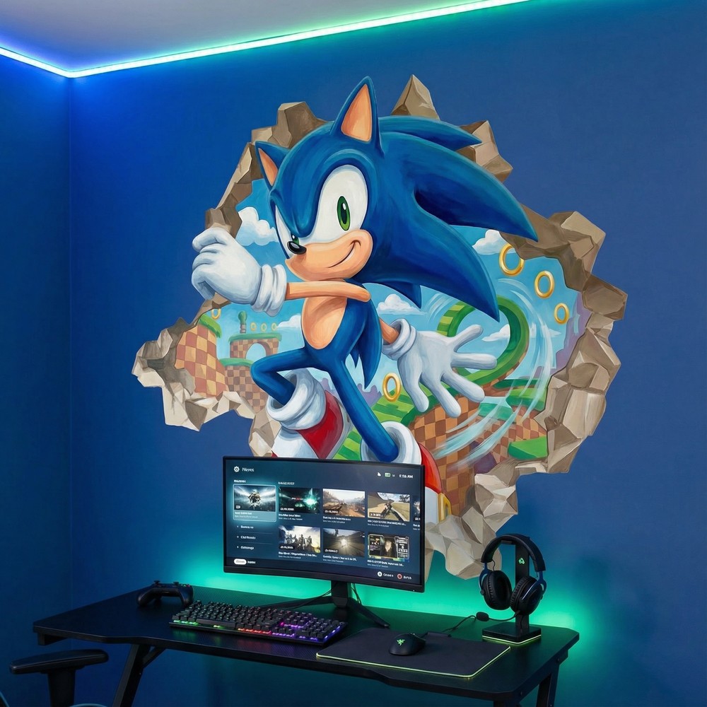 Stickers muraux: Trou de Mur Sonic Arcade