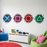 Stickers muraux: Trou de Mur Symboles Gamer Playstation 4