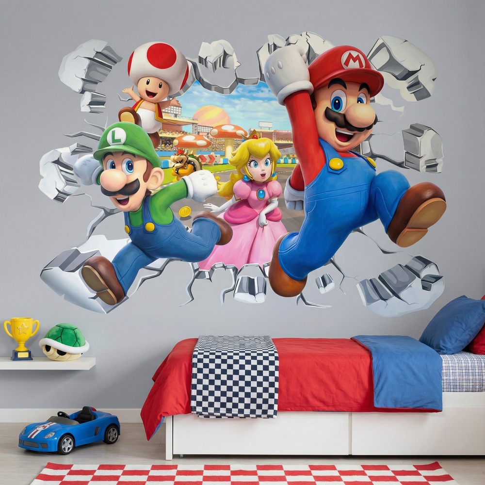 Stickers pour enfants: Trou de Mur Super Mario Personnages