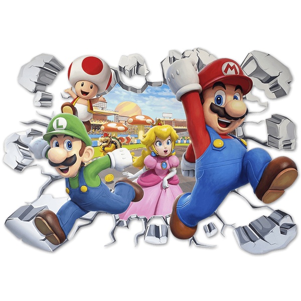 Stickers pour enfants: Trou de Mur Super Mario Personnages