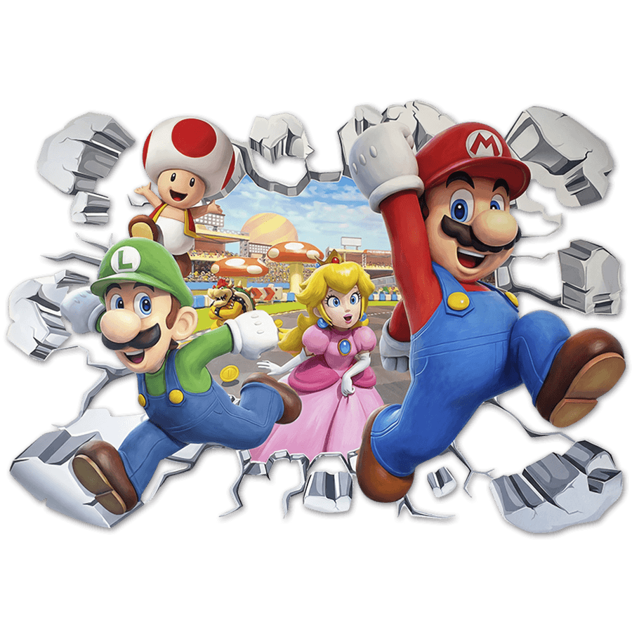 Stickers pour enfants: Trou de Mur Super Mario Personnages