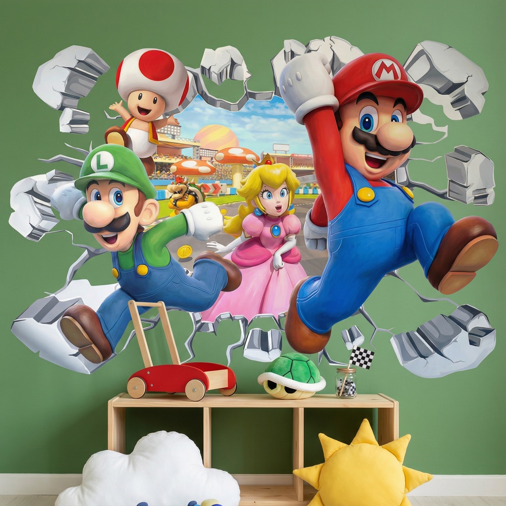 Stickers pour enfants: Trou de Mur Super Mario Personnages
