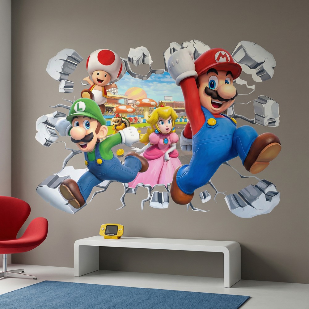 Stickers pour enfants: Trou de Mur Super Mario Personnages
