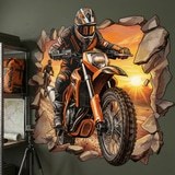 Stickers muraux: Trou de Mur Motocross Coucher de Soleil 4