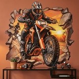 Stickers muraux: Trou de Mur Motocross Coucher de Soleil 7