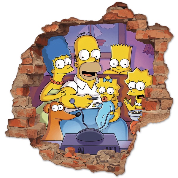 Stickers pour enfants: Trou de Mur Famille Simpson Canap&eacute;