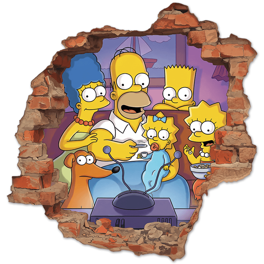 Stickers pour enfants: Trou de Mur Famille Simpson Canap&eacute;