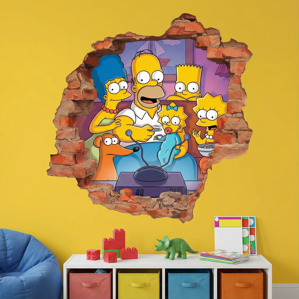 Stickers pour enfants: Trou de Mur Famille Simpson Canap&eacute;