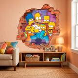 Stickers pour enfants: Trou de Mur Famille Simpson Canap&eacute; 6