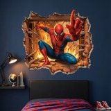 Stickers pour enfants: Trou de Mur Spiderman Feu 6