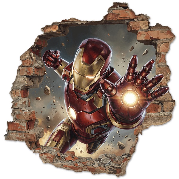 Stickers pour enfants: Trou de Mur Iron Man Impact