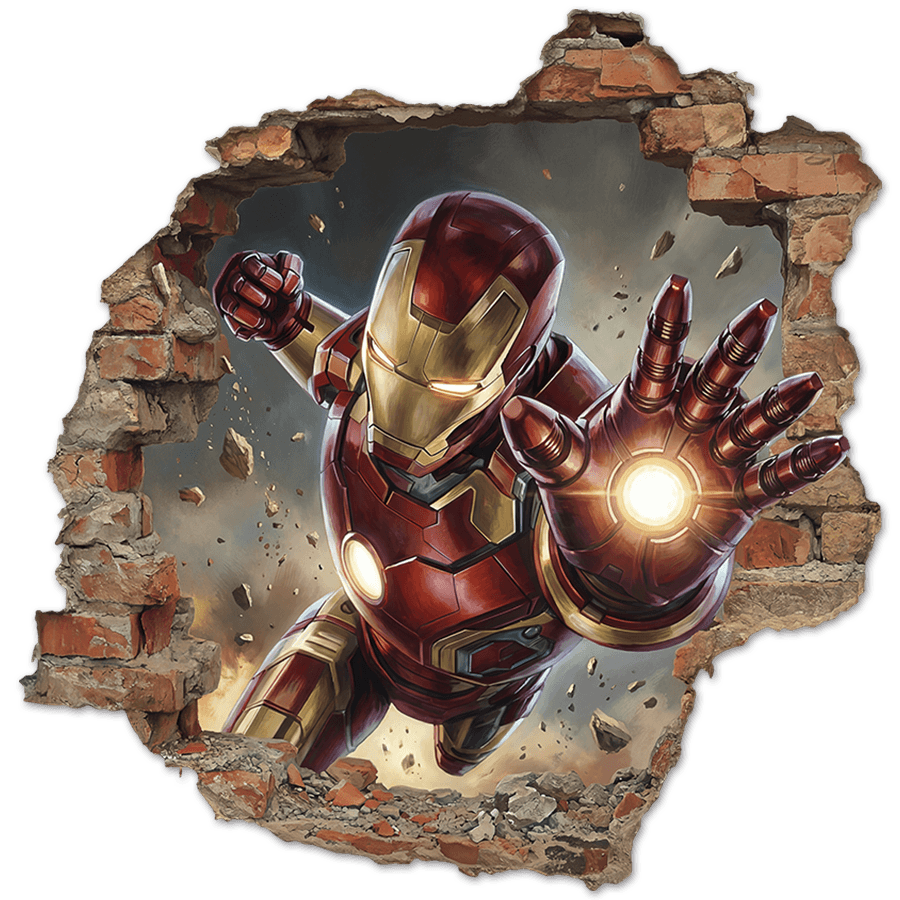 Stickers pour enfants: Trou de Mur Iron Man Impact