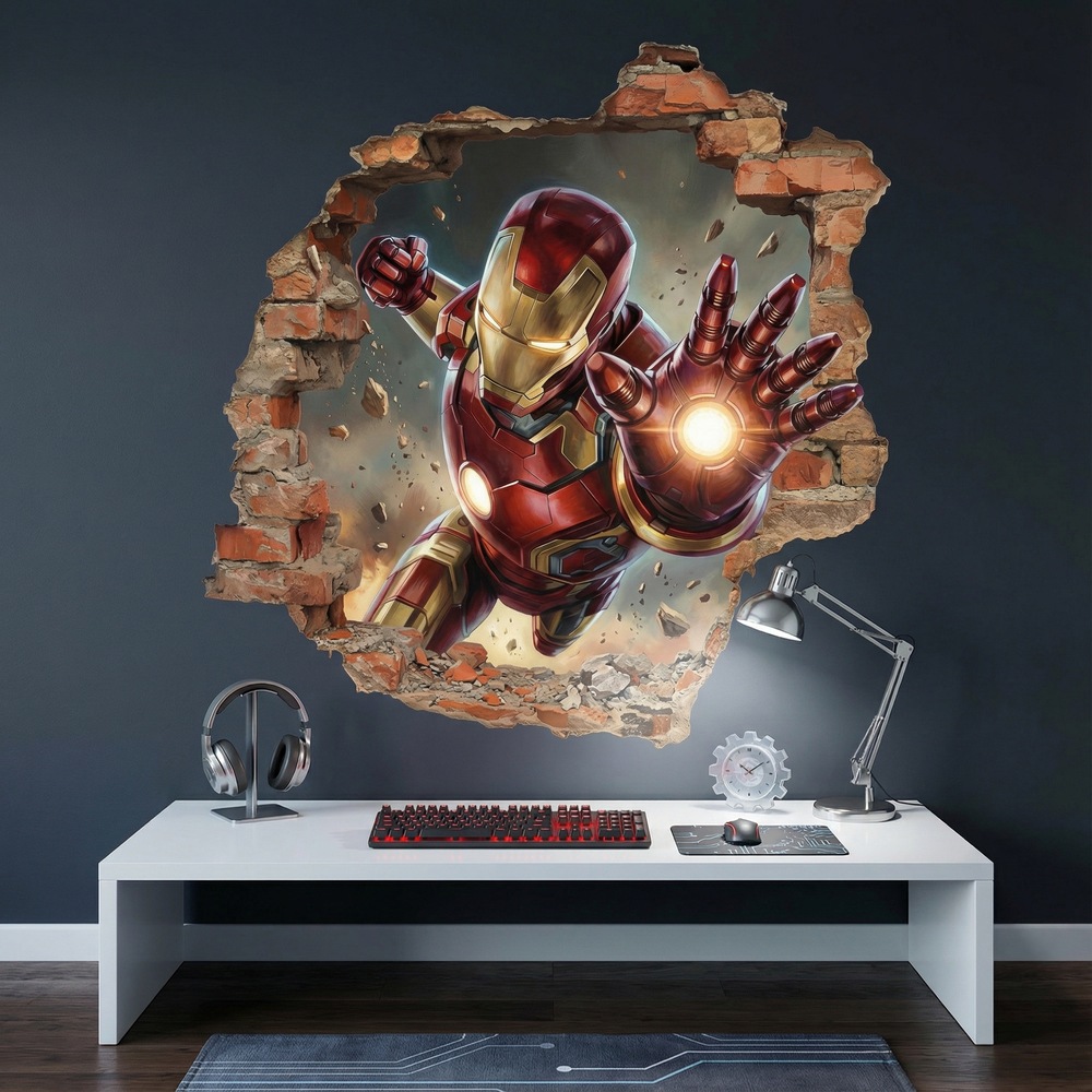 Stickers pour enfants: Trou de Mur Iron Man Impact