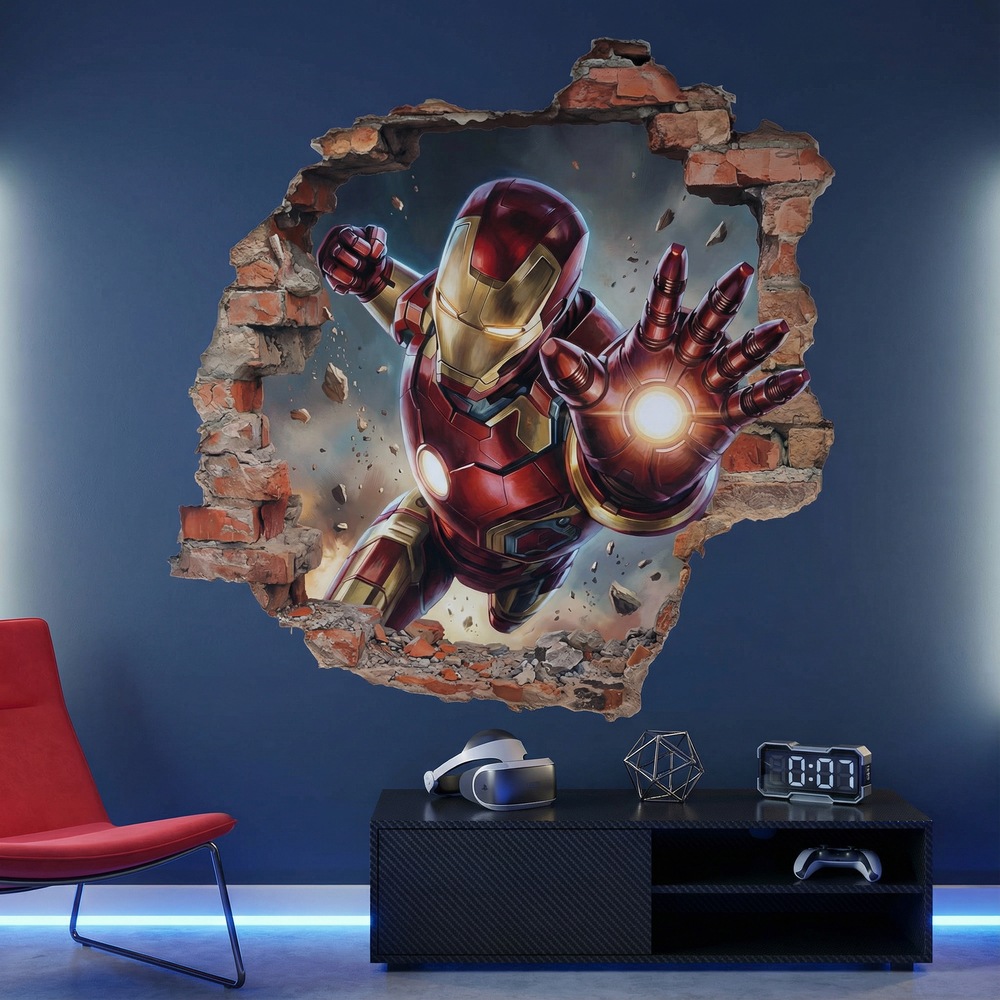 Stickers pour enfants: Trou de Mur Iron Man Impact