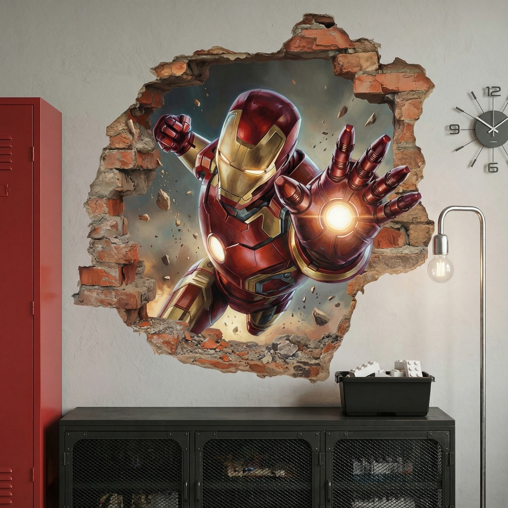 Stickers pour enfants: Trou de Mur Iron Man Impact