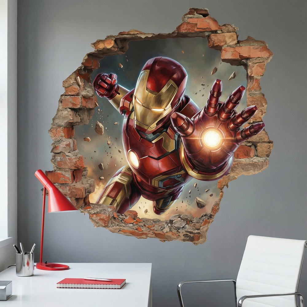 Stickers pour enfants: Trou de Mur Iron Man Impact