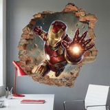 Stickers pour enfants: Trou de Mur Iron Man Impact 7