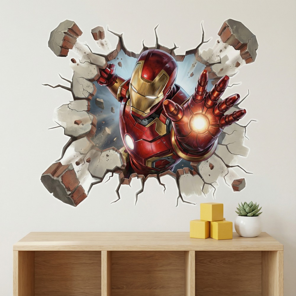 Stickers pour enfants: Trou de Mur Iron Man &Eacute;nergie