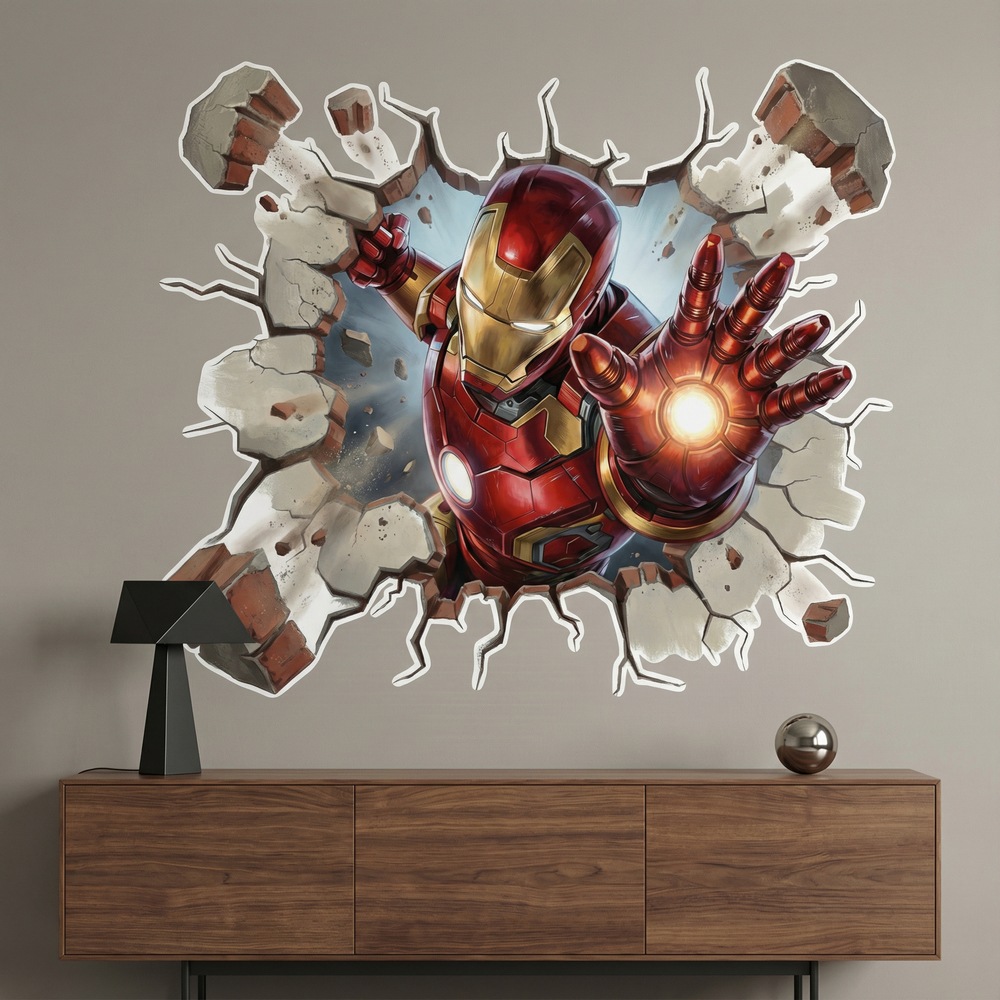Stickers pour enfants: Trou de Mur Iron Man &Eacute;nergie